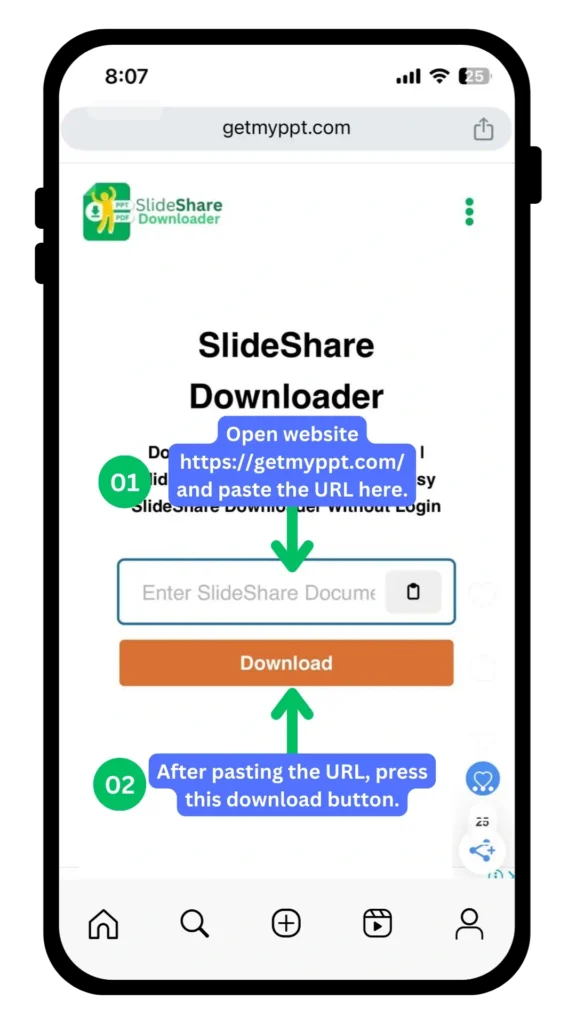 step 2 how to download from Slideshare downloader in android tablet ipad or iphone