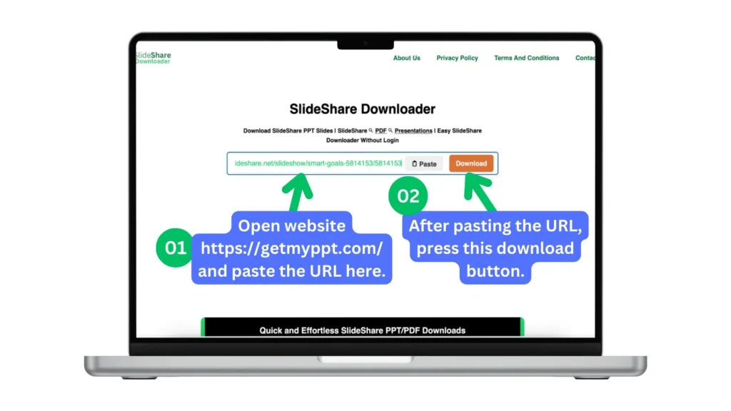 step 2 how to download from Slideshare downloader in laptop PC or MAC